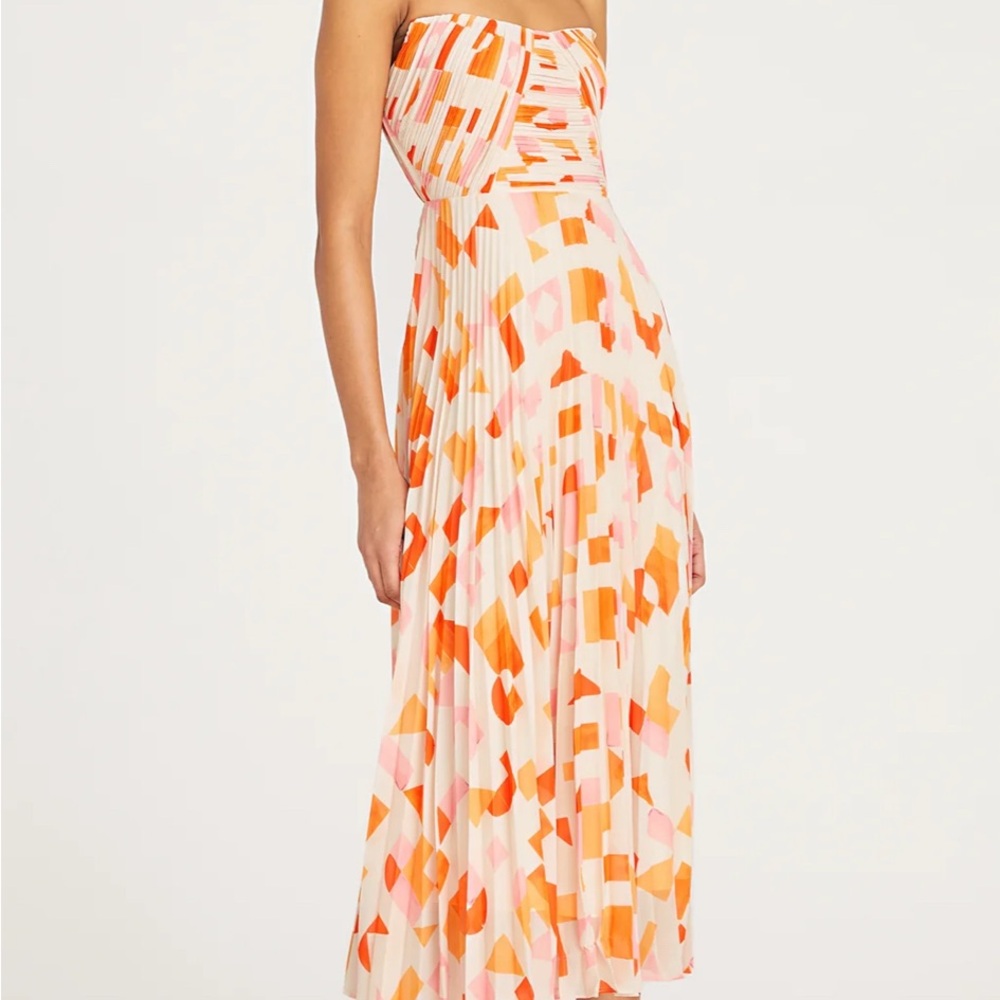 Anthropologie - Amur Strapless Geometric Print Dress size 6